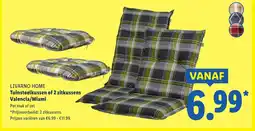 Lidl LIVARNO HOME Tuinstoelkussen of 2 zitkussens Valencia Miami aanbieding