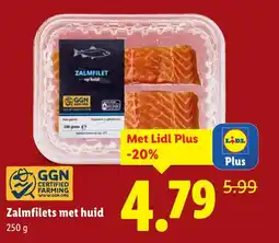 Lidl Zalmfilets met huid aanbieding