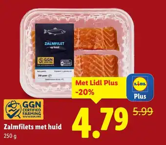 Lidl Zalmfilets met huid aanbieding