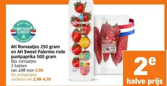Albert Heijn AH Romaatjes en AH Sweet Palermo rode puntpaprika aanbieding
