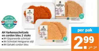 Albert Heijn AH Varkensschnitzels en cordon bleu aanbieding
