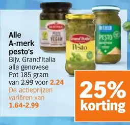 Albert Heijn Alle A-merk pesto's aanbieding