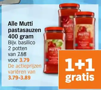Albert Heijn Alle Mutti pastasauzen aanbieding