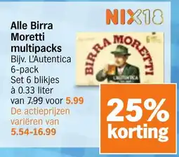 Albert Heijn Alle Birra Moretti multipacks aanbieding