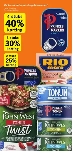 Albert Heijn Alle A-merk single-packs vegan visconserven aanbieding