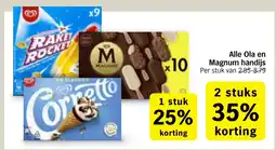 Albert Heijn Alle Ola en Magnum handijs aanbieding