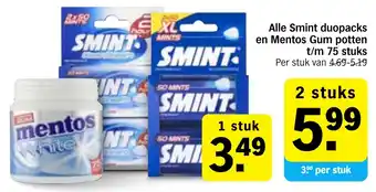 Albert Heijn Alle Smint duopacks en Mentos Gum potten aanbieding