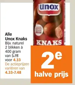 Albert Heijn Alle Unox Knaks aanbieding