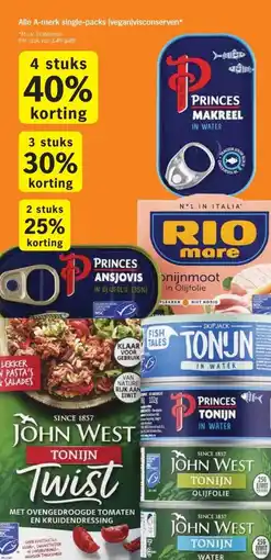 Albert Heijn Alle A-merk single-packs (vegan)visconserven* aanbieding