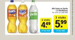 Albert Heijn Alle Fanta en Sprite 1.5 literflessen aanbieding