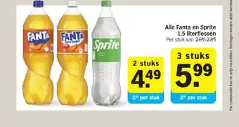 Albert Heijn Alle Fanta en Sprite 1.5 literflessen aanbieding