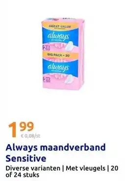 Action Always maandverband Sensitive aanbieding