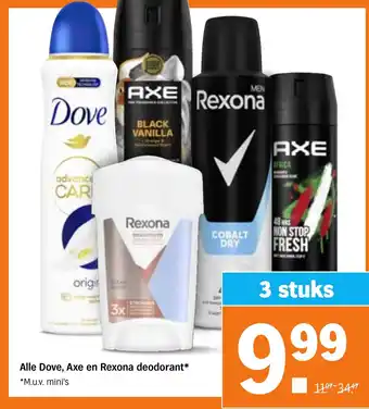 Albert Heijn Alle Dove, Axe en Rexona deodorant aanbieding