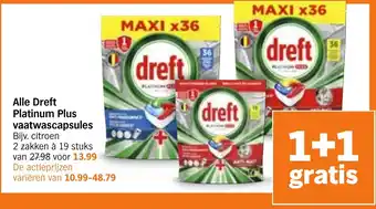 Albert Heijn Alle Dreft Platinum Plus vaatwascapsules aanbieding