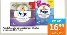 Albert Heijn Page toiletpapier compleet schoon 40 rollen of kussenzacht 32 rollen aanbieding