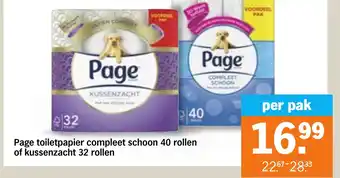 Albert Heijn Page toiletpapier compleet schoon 40 rollen of kussenzacht 32 rollen aanbieding
