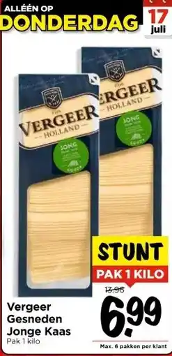 Vomar Voordeelmarkt Vergeer Gesneden Jonge Kaas aanbieding