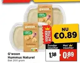Vomar Voordeelmarkt G'woon Hummus Naturel aanbieding