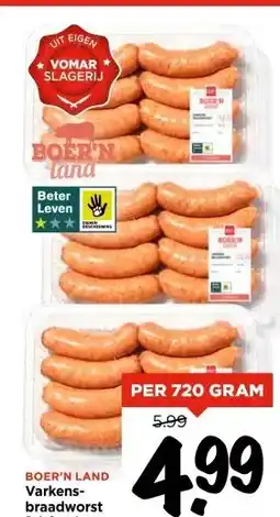 Vomar Voordeelmarkt BOER'N LAND Varkens- braadworst aanbieding