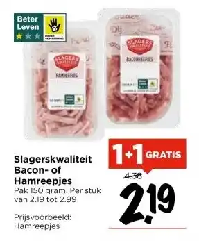 Vomar Voordeelmarkt Slagerskwaliteit Bacon- of Hamreepjes aanbieding