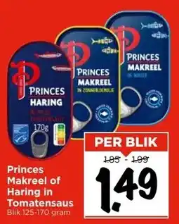 Vomar Voordeelmarkt Princes Makreel of Haring in Tomatensaus aanbieding