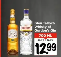 Vomar Voordeelmarkt Glen Talloch Whisky of Gordon's Gin aanbieding