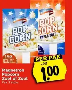 Vomar Voordeelmarkt Magnetron Popcorn Zoet of Zout aanbieding