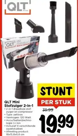 Vomar Voordeelmarkt QLT Mini Stofzuiger 2-in-1 aanbieding