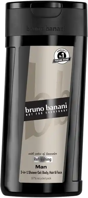 Amazon bruno banani Man 3-in-1 douchegel voor mannen met klassiek-mannelijke Amber-Fougère-geur, 250 ml aanbieding