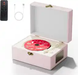 Amazon Yintiny Time CD-speler in muziekdoos met luidsprekers voor thuis (roze) aanbieding
