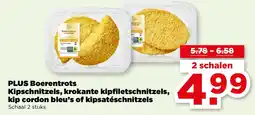 PLUS PLUS Boerentrots Kipschnitzels, krokante kipfiletschnitzels, kip cordon bleu's of kipsatéschnitzels aanbieding