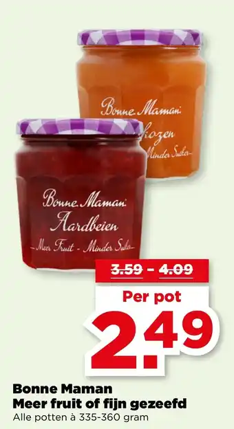PLUS Bonne Maman Meer fruit of fijn gezeefd aanbieding