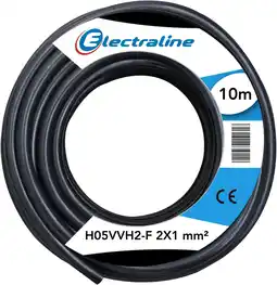 Amazon Electraline 10981, kabelrol, H05VVH2-F, 2 x 1 mm², lengte 10 m, Zwart aanbieding