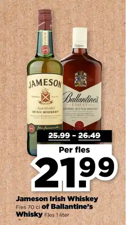 PLUS Jameson Irish Whiskey of Ballantine's Whisky aanbieding