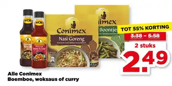 PLUS Alle Conimex Boemboe, woksaus of curry aanbieding