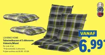 Lidl Tuinstoelkussen of 2 zitkussens Valencia/Miami aanbieding