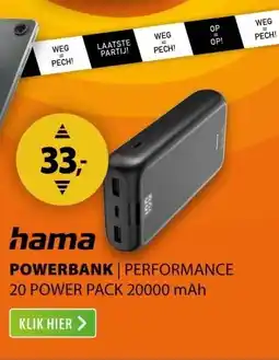 Expert Hama Performance 20 Power Pack 20.000 mAh Antraciet aanbieding