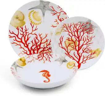 Amazon Excelsa 62499 Coral tafelservies, 18-delig, porselein, rood aanbieding