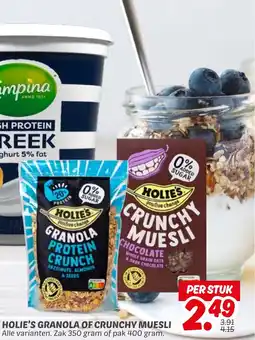 Dekamarkt Holie's granola of crunchy muesli aanbieding