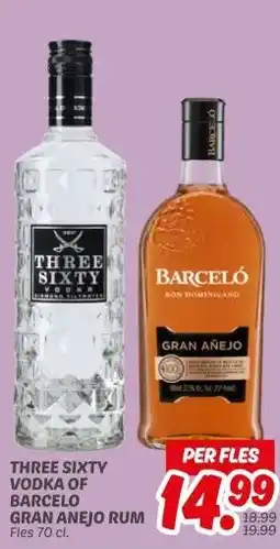 Dekamarkt Three sixty vodka of barcelo gran anejo rum aanbieding