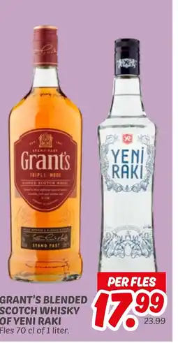 Dekamarkt Grant's blended scotch whisky of yeni raki aanbieding