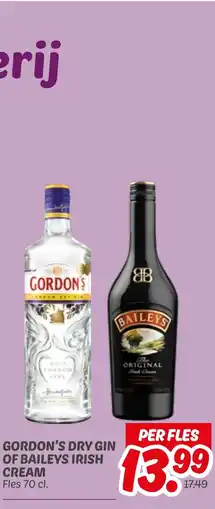 Dekamarkt Gordon's dry gin of baileys irish cream aanbieding