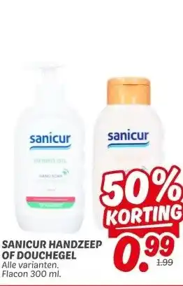Dekamarkt Sanicur handzeep of douchegel aanbieding