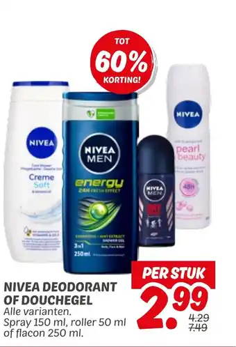 Dekamarkt Nivea deodorant of douchegel aanbieding
