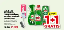 PLUS Alle Dreft Handafwas, 3in1 power spray of navul of Sorbo Smartbrush aanbieding