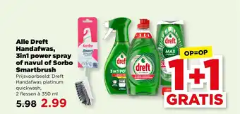 PLUS Alle Dreft Handafwas, 3in1 power spray of navul of Sorbo Smartbrush aanbieding