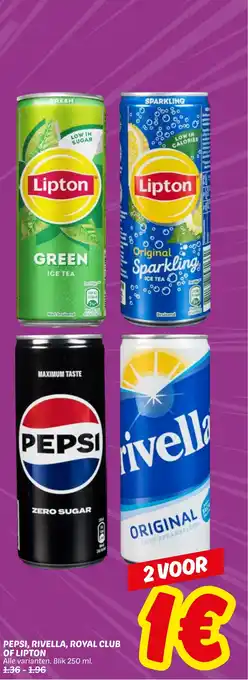Dekamarkt Pepsi, rivella, royal club of lipton aanbieding