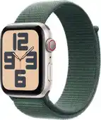 Bol.com Apple Watch SE 2024 GPS + Cellular 44mm Starlight Aluminium Case with Lake Green Sport Loop aanbieding
