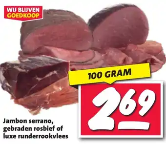 Nettorama Jambon serrano, gebraden rosbief of luxe runderrookvlees aanbieding