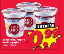 Nettorama Bauer fru fru magere vruchtenyoghurt aanbieding